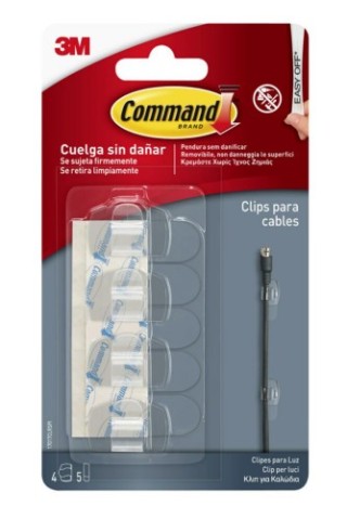 3m command blister 4 clips adhesivos transparentes para cables redondos command 17017clr 3m 71003092