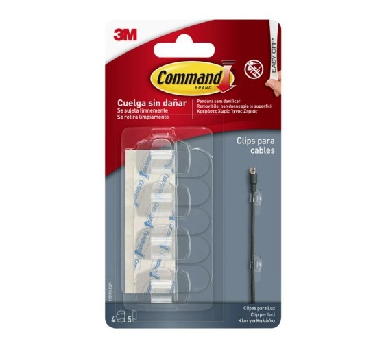 3m command blister 4 clips adhesivos transparentes para cables redondos command 17017clr 3m 71003092