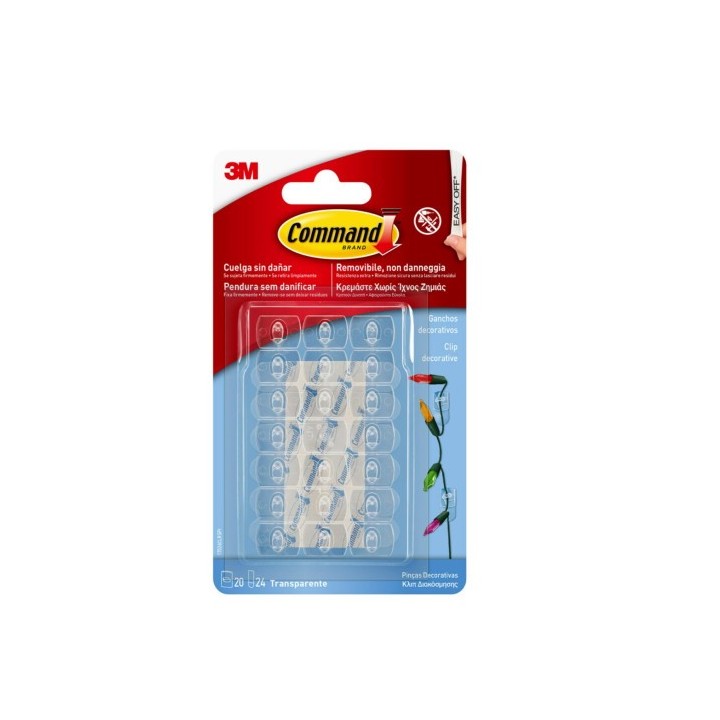 3m command blister 20 ganchos adhesivos decorativos transparentes command 17026clr 3m 7100309363
