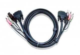 aten aten 6ft usb dvi d single link cable para video, teclado y raton  kvm  negro 1,8 m