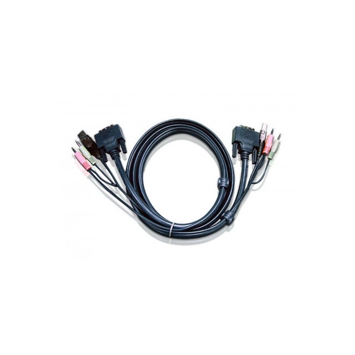 aten aten 6ft usb dvi d single link cable para video, teclado y raton  kvm  negro 1,8 m