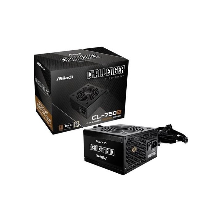 asrock fuente alimentacion asrock cl 750b,psu,750w,80 plus bronze,120mm,active pfc,pci e 5.1  12+4pi