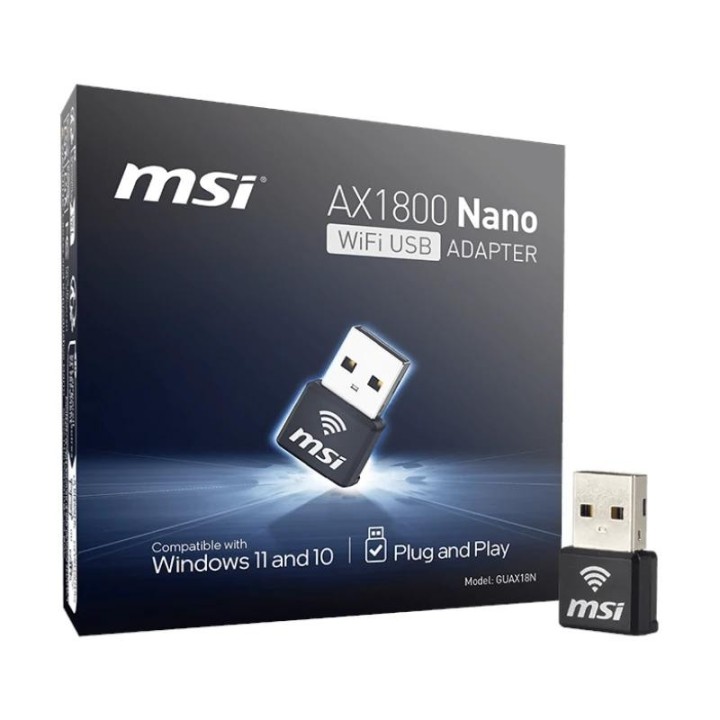 msi guax18n ax1800 wifi6 usb nano adapter