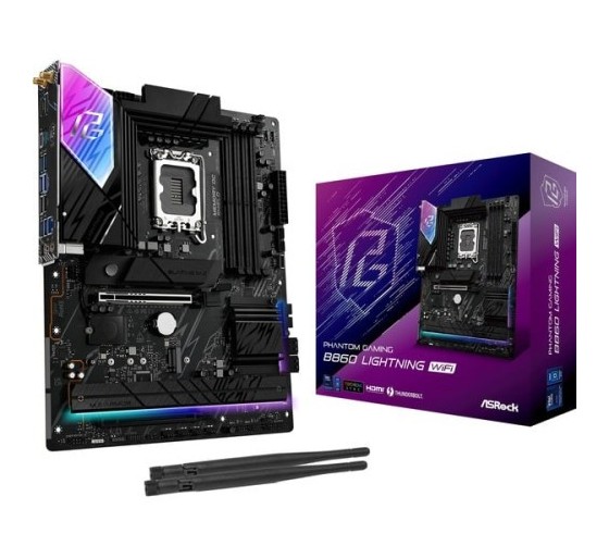 asrock placa asrock b860m lightning wifi,intel,1851,b860,4ddr5,256gb,1hdmi+1dp+1tb,4sata3+3m.2,2.5gb