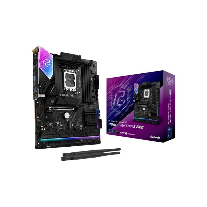 asrock placa asrock b860m lightning wifi,intel,1851,b860,4ddr5,256gb,1hdmi+1dp+1tb,4sata3+3m.2,2.5gb