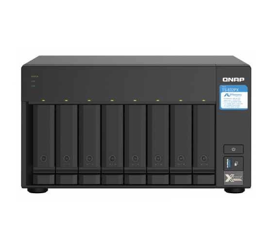 qnap qnap ts 832px nas torre ethernet aluminio, negro al324