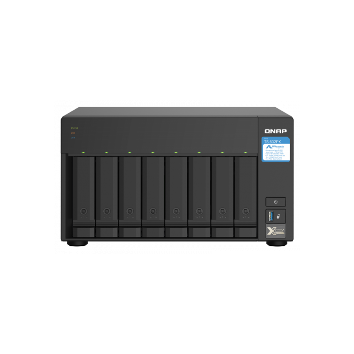 qnap qnap ts 832px nas torre ethernet aluminio, negro al324