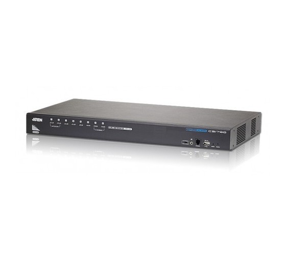 aten aten cs1798 interruptor kvm montaje en rack negro