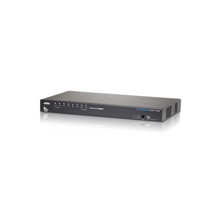 aten aten cs1798 interruptor kvm montaje en rack negro