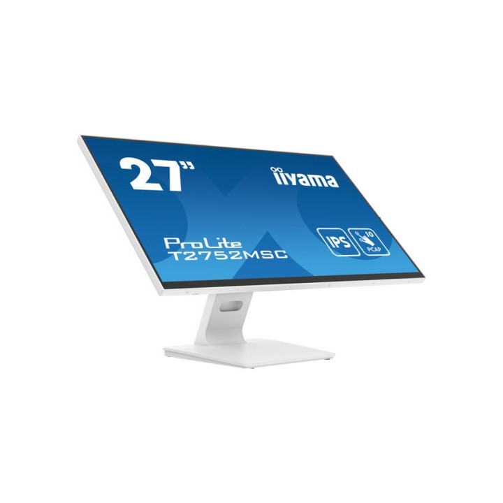 iiyama monitor iiyama 27 white bonded pcap 10p touch, 1920x1080, ips panel, flat bezel free glass fr