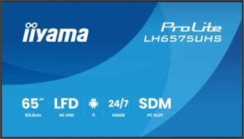 iiyama monitor iiyama 65  lh6575uhs b1ag 3840x2160, uhd ips panel, operacion 24/7 500cd/m, landscape
