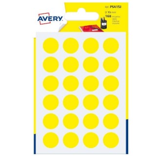 avery paquete 7 hojas etiquetas redondas gomets amarillas 15mm diametro avery psa15j
