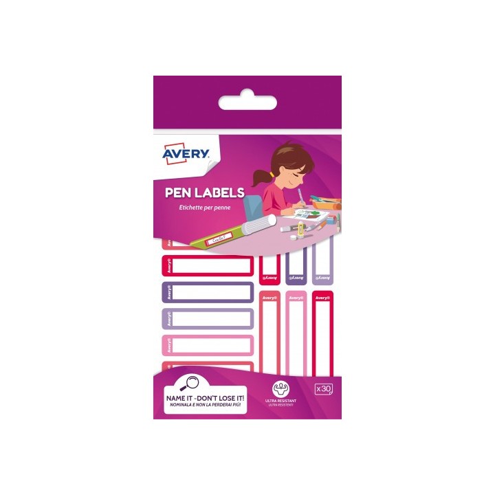avery sobre 30 etiquetas adhesivas permanente 50x10mm rosa y violeta avery resmi30f uk