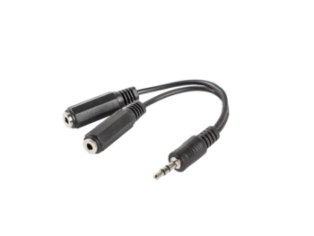 adaptador lanberg jack stereo macho a jack stereo hembra x2 10 cm negro