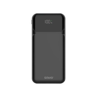 powerbank savio ba 08 10000mah black 37 wh quick charge power delivery pantalla led