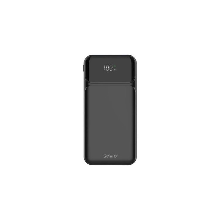 powerbank savio ba 08 10000mah black 37 wh quick charge power delivery pantalla led