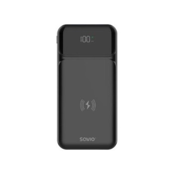 powerbank savio ba 09 10000mah qi charging black 37 wh quick charge power delivery pantalla led