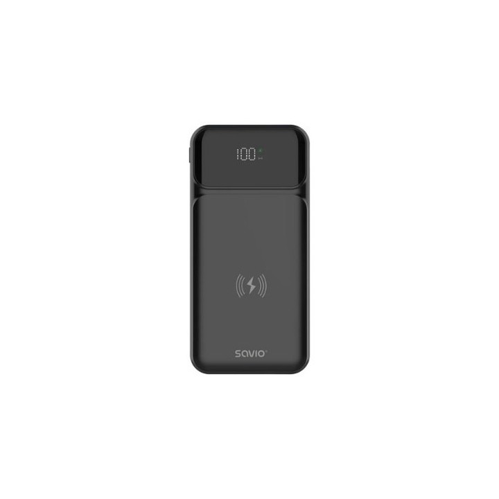 powerbank savio ba 09 10000mah qi charging black 37 wh quick charge power delivery pantalla led