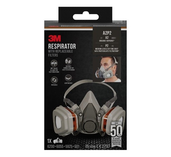 3m command kit mascarilla respiradora con filtros reemplazables 6002kit 1 a2p2 3m 71030129