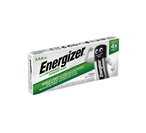 energizer pack 10 pilas recargables power plus precision nh12   hr03 aaa 700mah 1,2v energizer e3006