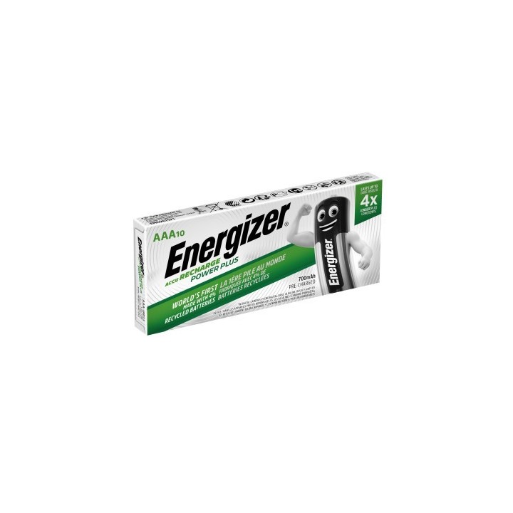 energizer pack 10 pilas recargables power plus precision nh12   hr03 aaa 700mah 1,2v energizer e3006