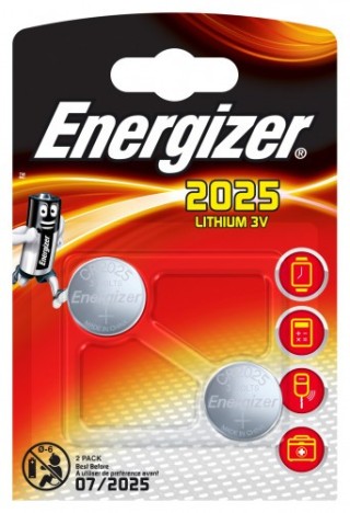 energizer blister 2 pilas de boton modelo cr2025 energizer e301021501