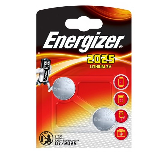 energizer blister 2 pilas de boton modelo cr2025 energizer e301021501