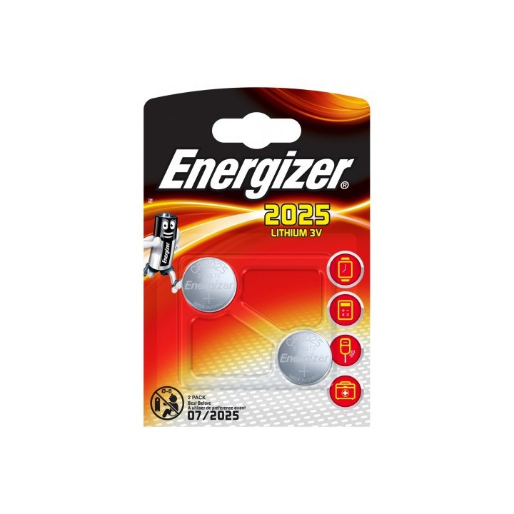 energizer blister 2 pilas de boton modelo cr2025 energizer e301021501