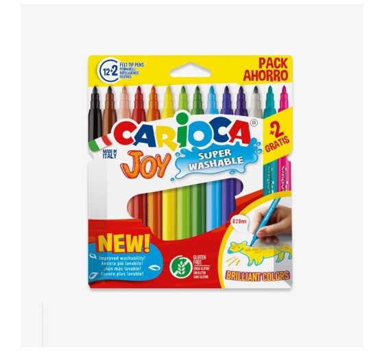 carioca caja 12+2 rotuladores colores surtidos joy superlavable carioca 40533