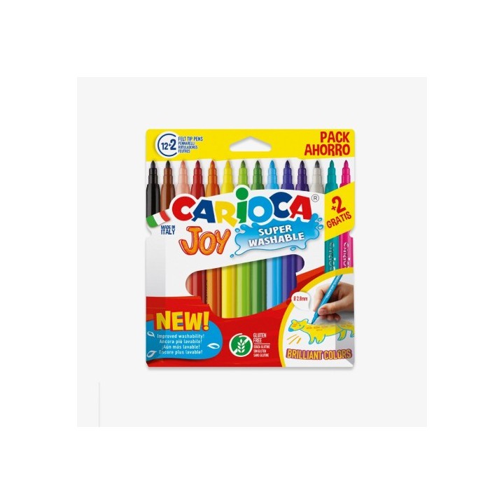 carioca caja 12+2 rotuladores colores surtidos joy superlavable carioca 40533
