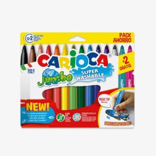 carioca caja 12+2 rotuladores colores surtidos jumbo superlavable carioca 40567