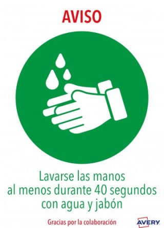 avery senales adhesivos preimpreso  lavarse las manos sobre de 2 hojas en a4 avery av kitcovid1 es
