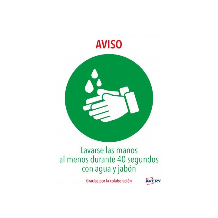 avery senales adhesivos preimpreso  lavarse las manos sobre de 2 hojas en a4 avery av kitcovid1 es