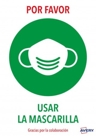avery senales adhesivos preimpreso  usar mascarillas  sobre de 2 hojas en a4 avery av kitcovid2 es