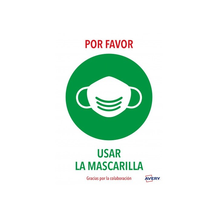 avery senales adhesivos preimpreso  usar mascarillas  sobre de 2 hojas en a4 avery av kitcovid2 es