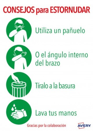 avery senales adhesivos preimpreso  consejo para estornudar sobre de 2 hojas en a4 avery av kitcovid