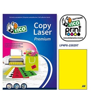 tico caja 70 hojas etiquetas amarillo fluorescente sin margenes laser/inyeccion de tinta/fotocopiado
