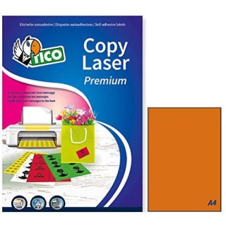 tico caja 70 hojas etiquetas naranja fluorescente sin margenes laser/inyeccion de tinta/fotocopiador