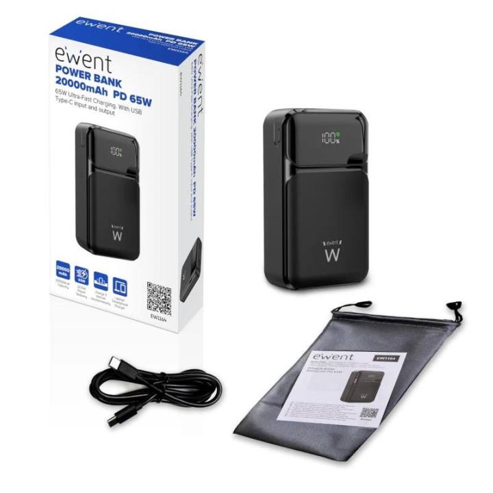 ewent powerbank 65w, 20000mah carga rapida