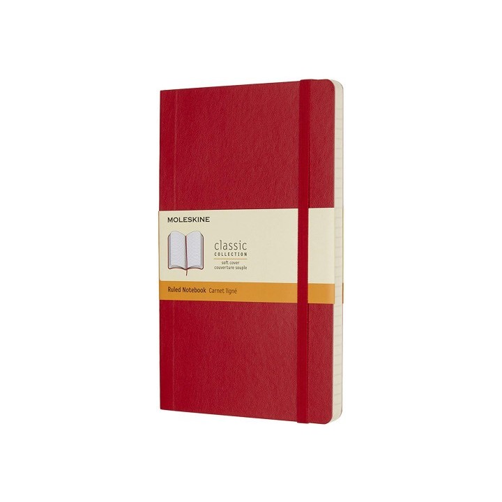 moleskine libreta clasica tapa blanda rojo escarlata l  13x21cm  rayada moleskine qp616f2