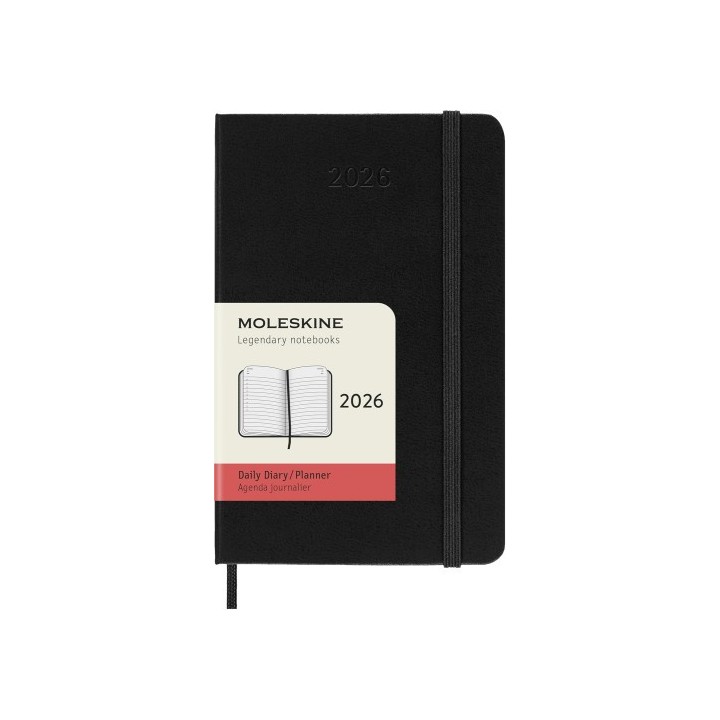 moleskine agenda 2026 tapa dura 12 meses diaria p  9 x 14 cm  negra moleskine dhb12dc2y26