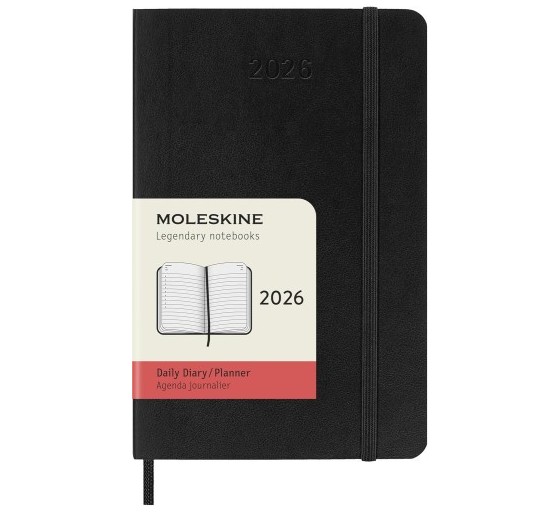 moleskine agenda 2026 tapa blanda 12 meses diaria p  9 x 14 cm  negra moleskine dsb12dc2y26