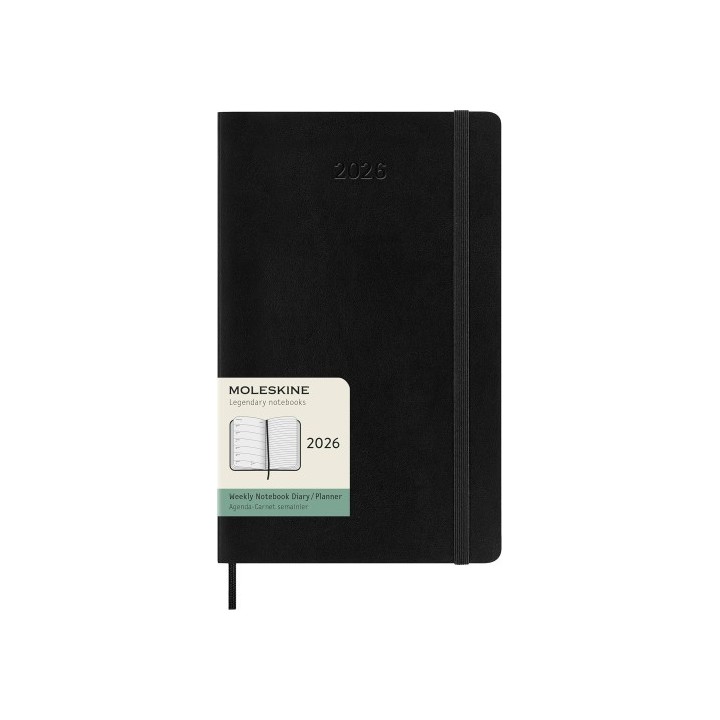 moleskine agenda 2026 tapa blanda 12 meses semanal l  13 x 21 cm  negra moleskine dsb12wn3y26