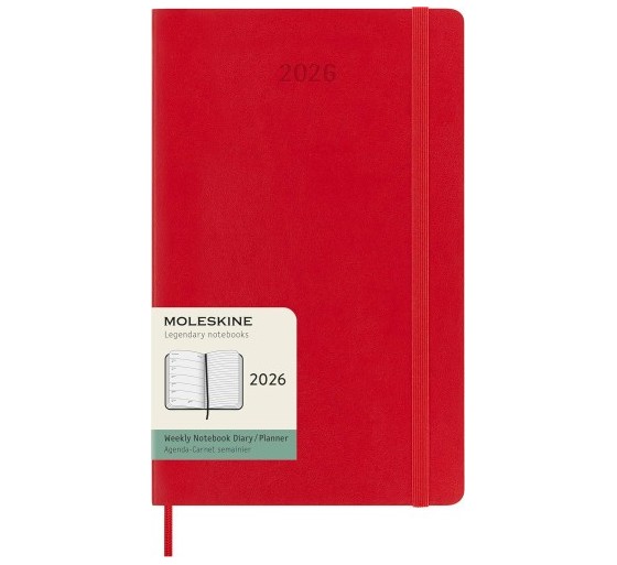 moleskine agenda 2026 tapa blanda 12 meses semanal l  13 x 21 cm  rojo moleskine dsf212wn3y26