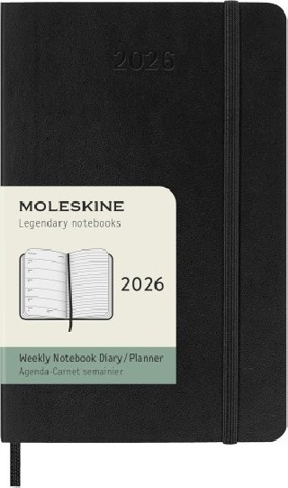 moleskine agenda 2026 tapa blanda 12 meses semanal p  9 x 14 cm  negra moleskine dsb12wn2y26