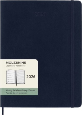 moleskine agenda 2026 tapa blanda 12 meses semanal xl  19 x 25 cm  azul zafiro moleskine dsb2012wn4y