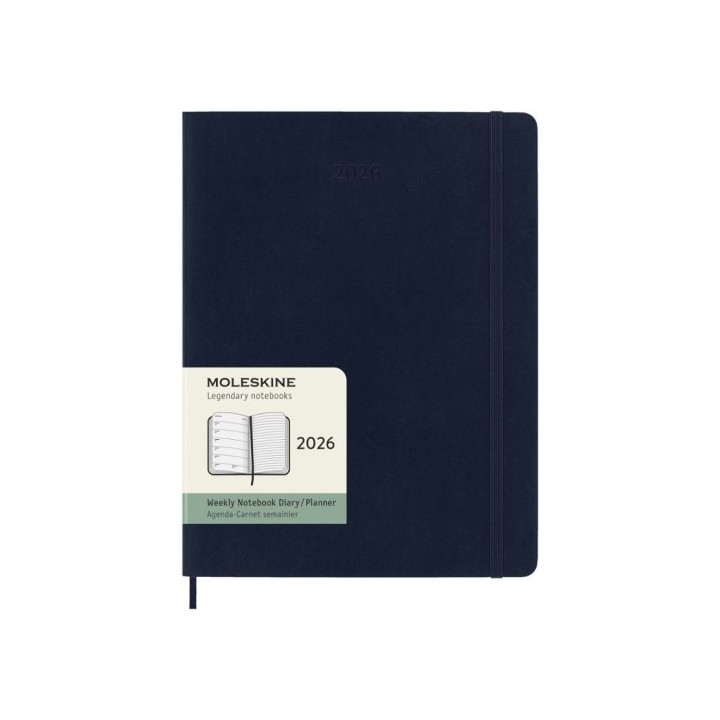moleskine agenda 2026 tapa blanda 12 meses semanal xl  19 x 25 cm  azul zafiro moleskine dsb2012wn4y