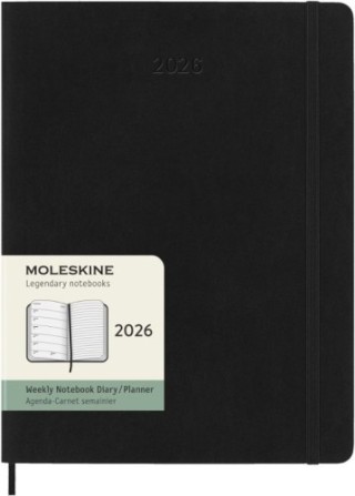 moleskine agenda 2026 tapa blanda 12 meses semanal xl  19 x 25 cm  negra moleskine dsb12wn4y26