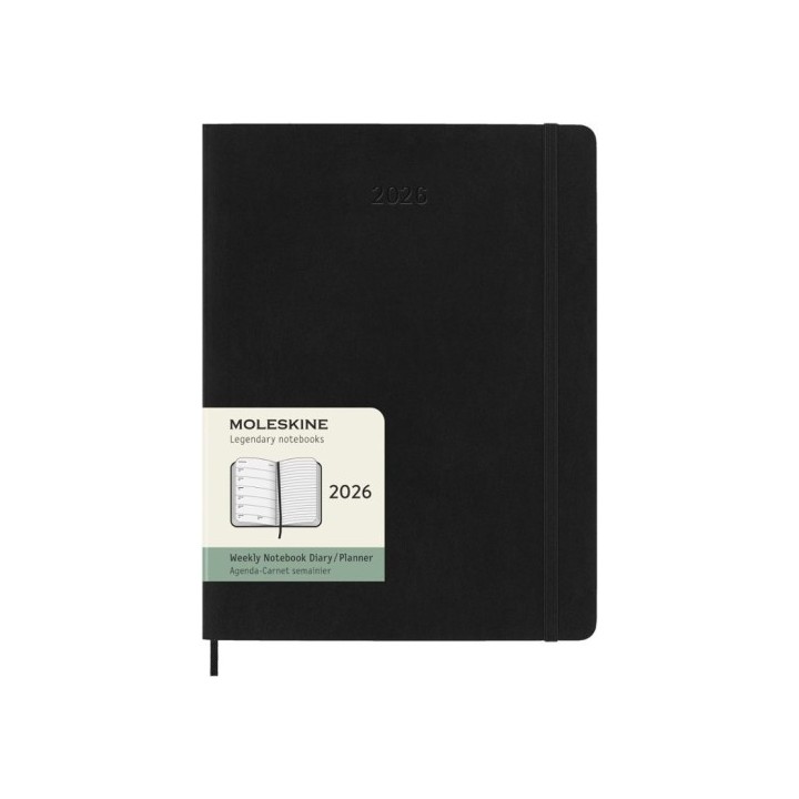 moleskine agenda 2026 tapa blanda 12 meses semanal xl  19 x 25 cm  negra moleskine dsb12wn4y26