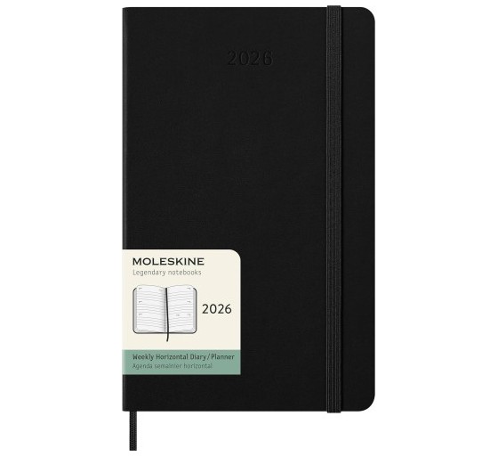 moleskine agenda 2026 tapa dura 12 meses semanal horizontal l  13 x 21 cm  negra moleskine dhb12wh3y